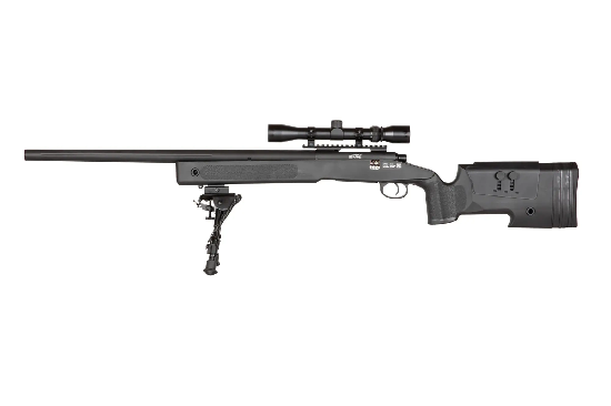 Sniper Modelo S02 Negro 480 FPS (Incluye Mira y Bípode) - Urban Defense Chile