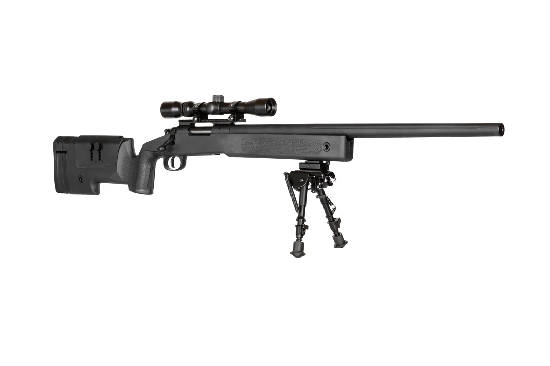 Sniper Modelo S02 Negro 480 FPS (Incluye Mira y Bípode) - Urban Defense Chile